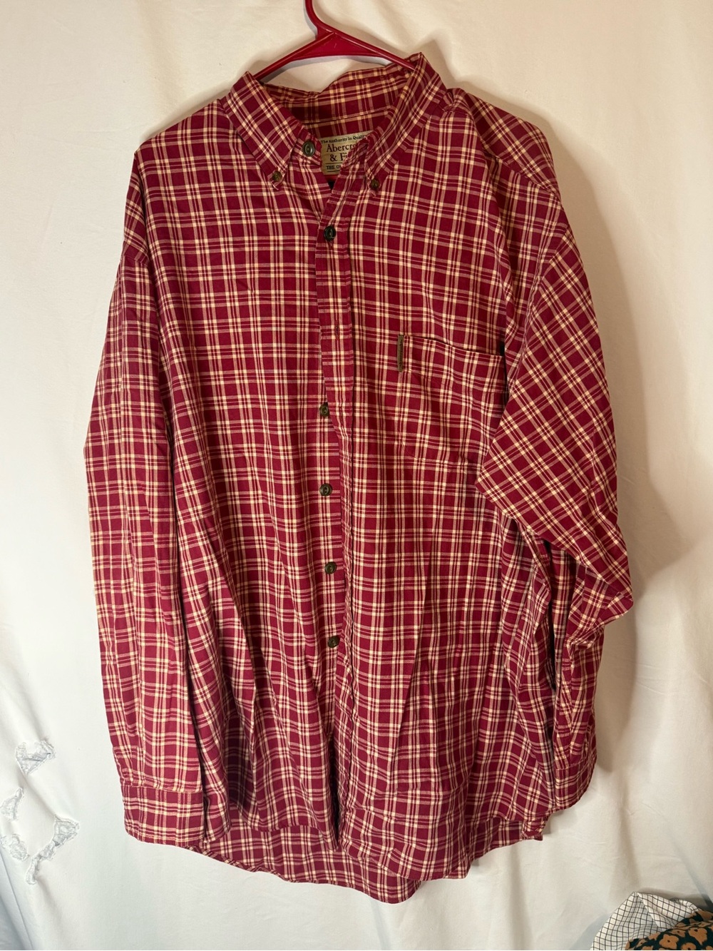 Abercrombie & Fitch Original Big Shirt Mens XL Red Plaid Button Down Cotton